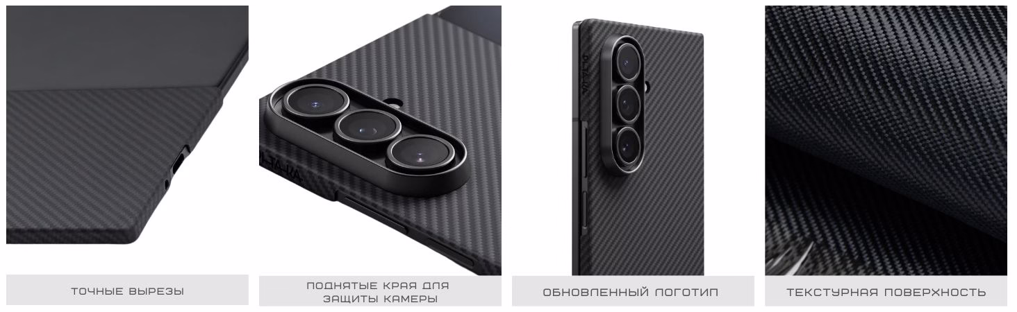 Чехол Pitaka Ultra-Slim Twill Black/Grey для Samsung Galaxy Z Fold 7 (FBFOLD7) - 6